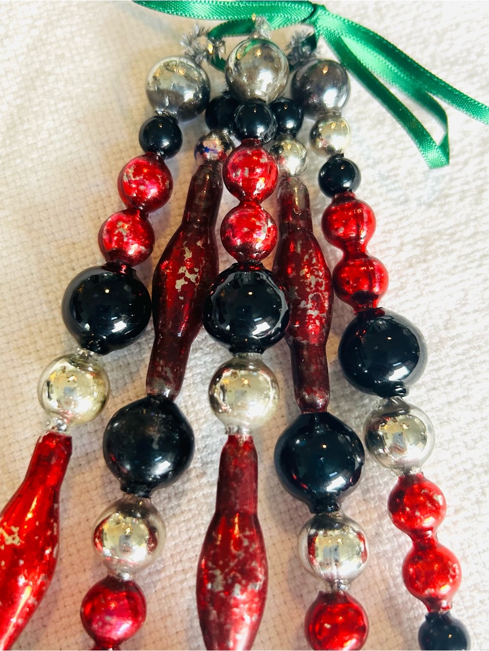 🍁🎃Vintage Repurposed Fall Halloween ornaments, mercury Glass garland bead icicle - Picture 4 of 5